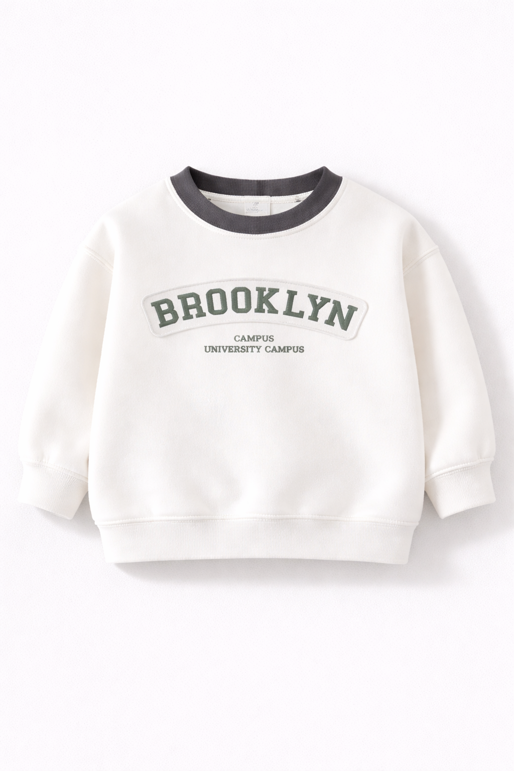 Brooklyn round neck off-white t-shirt for kids by Little Aangan