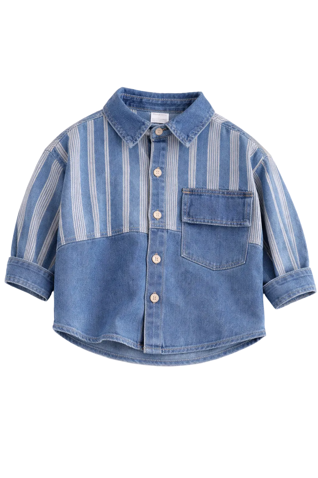 Denim striped shirt for kids by Little Aangan
