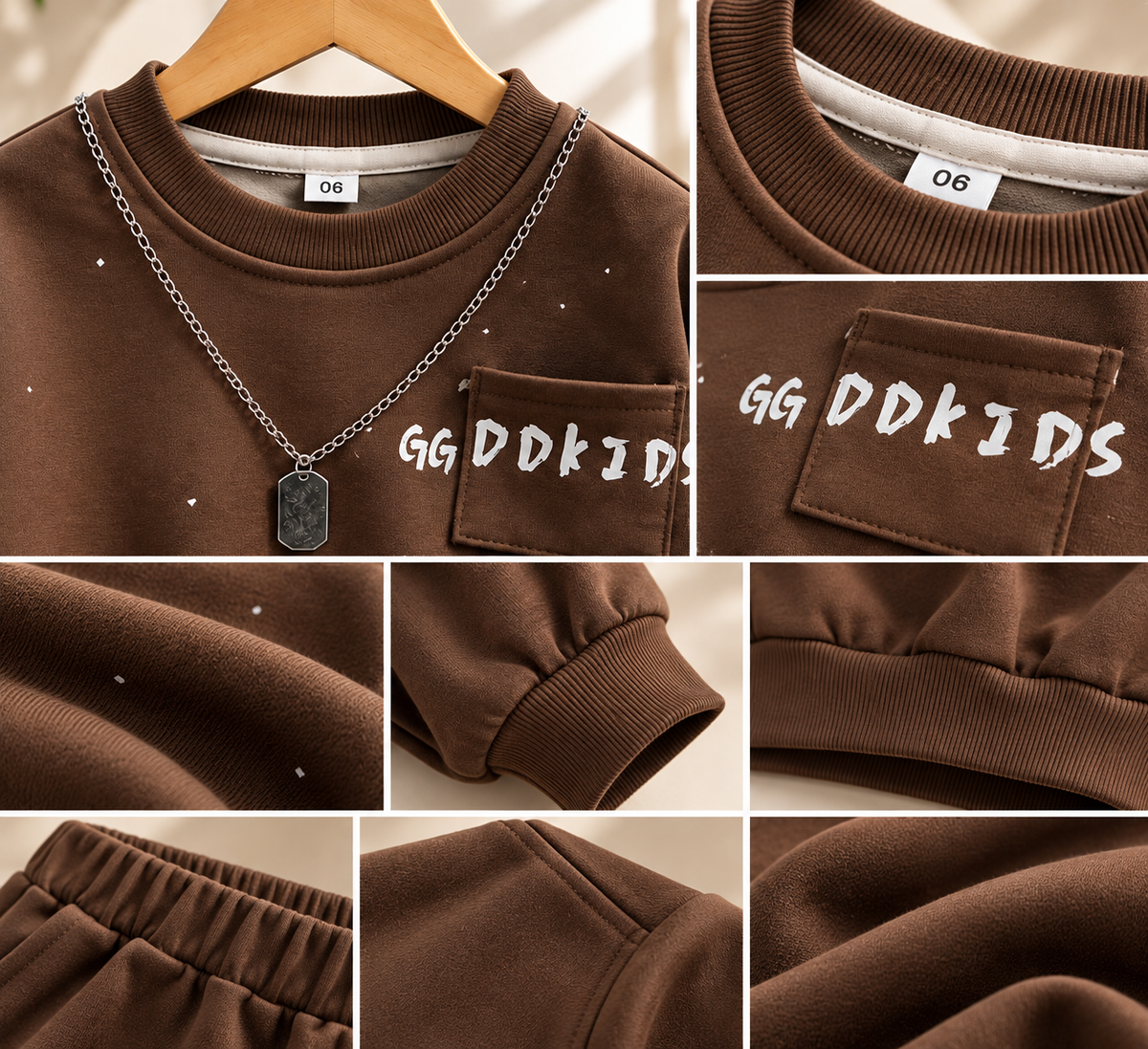Brown Sweatshirt with Chain