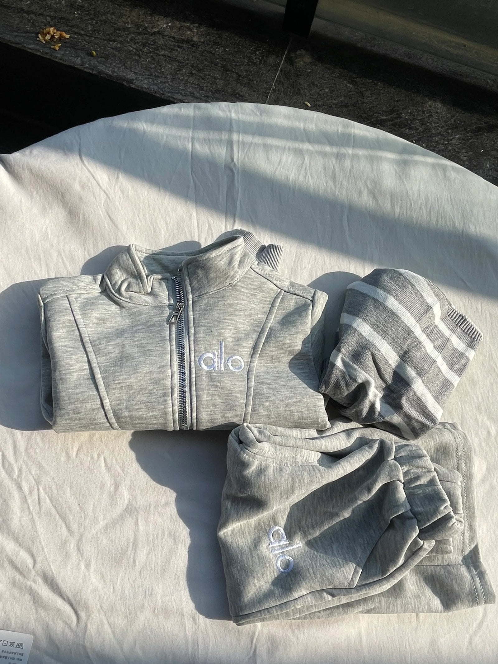 Unisex grey track set with scarf for kids by Little Aangan