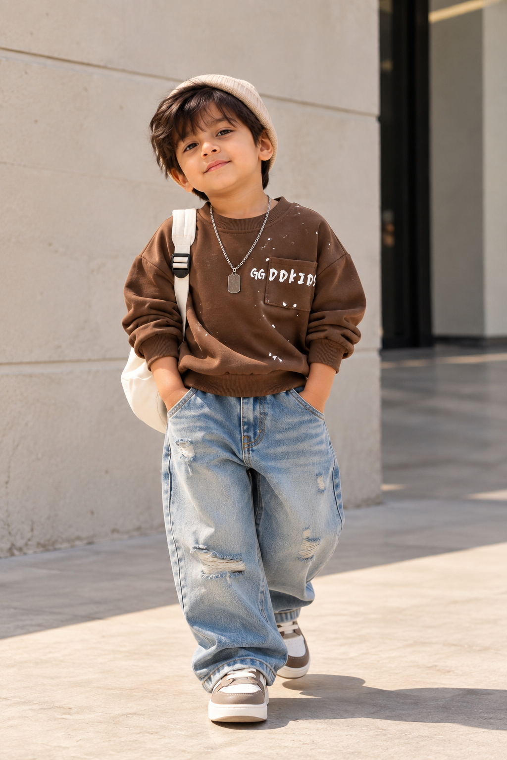 Brown Sweatshirt with Chain