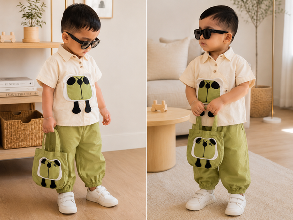 Leafy kid Cordset with Tote Bag for Kids - Little Aangan