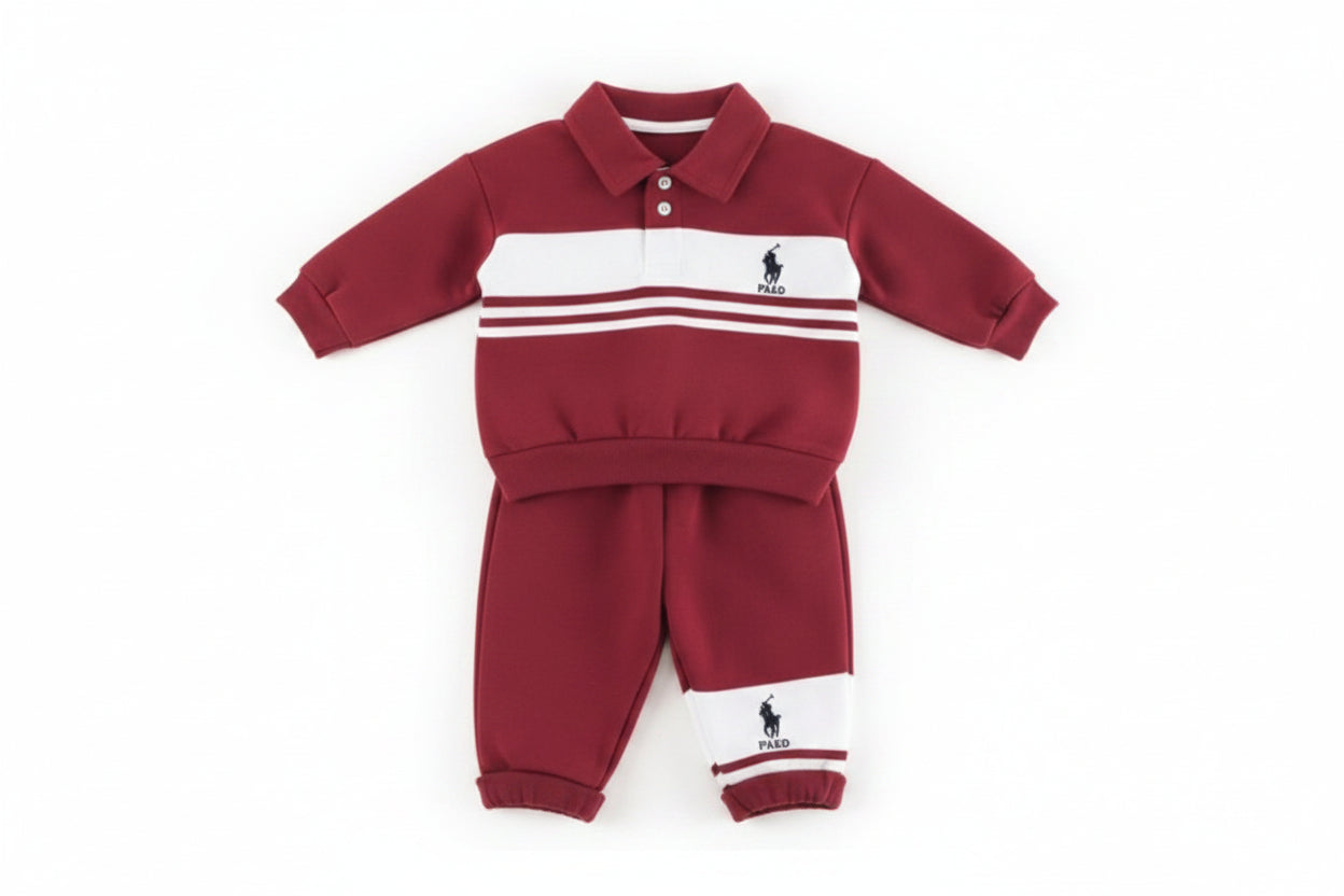 Maroon cord set for kids by Little Aangan
