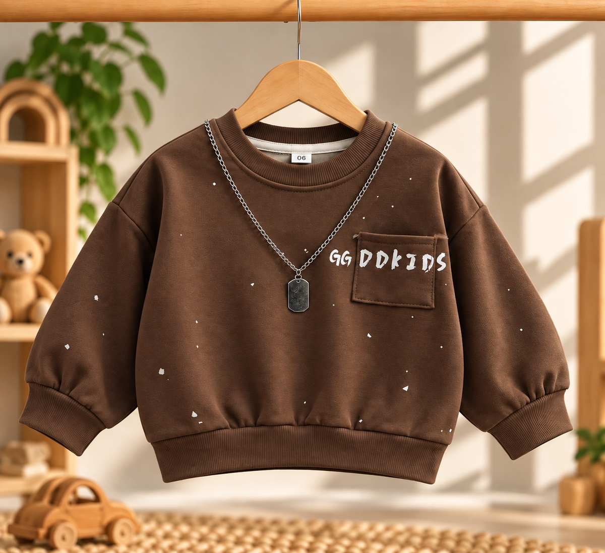 Brown Sweatshirt with Chain