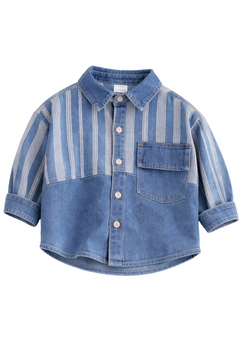 Denim striped shirt for kids by Little Aangan
