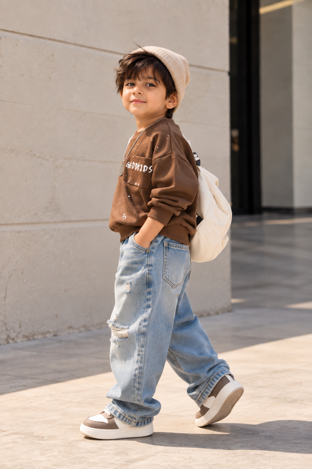 Brown Sweatshirt with Chain