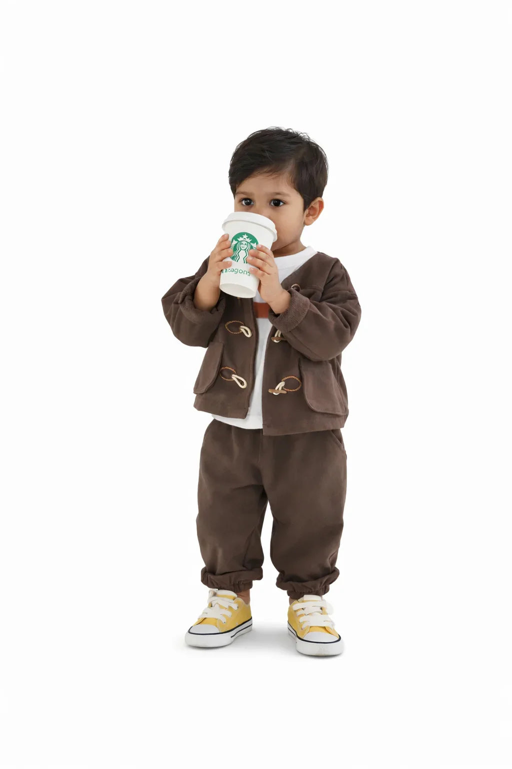 All Day Brown Cord Set for kids by Little Aangan