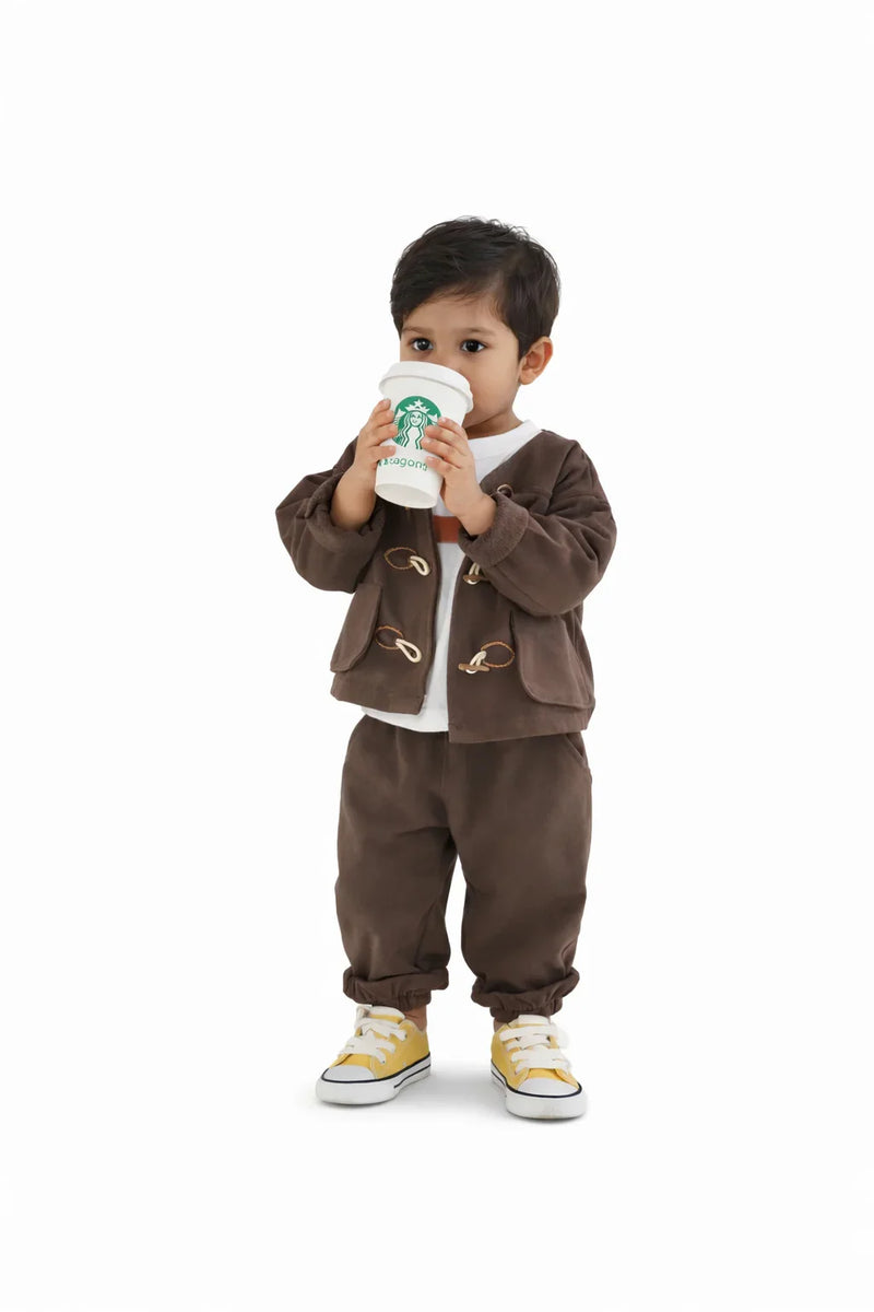 All Day Brown Cord Set for kids by Little Aangan