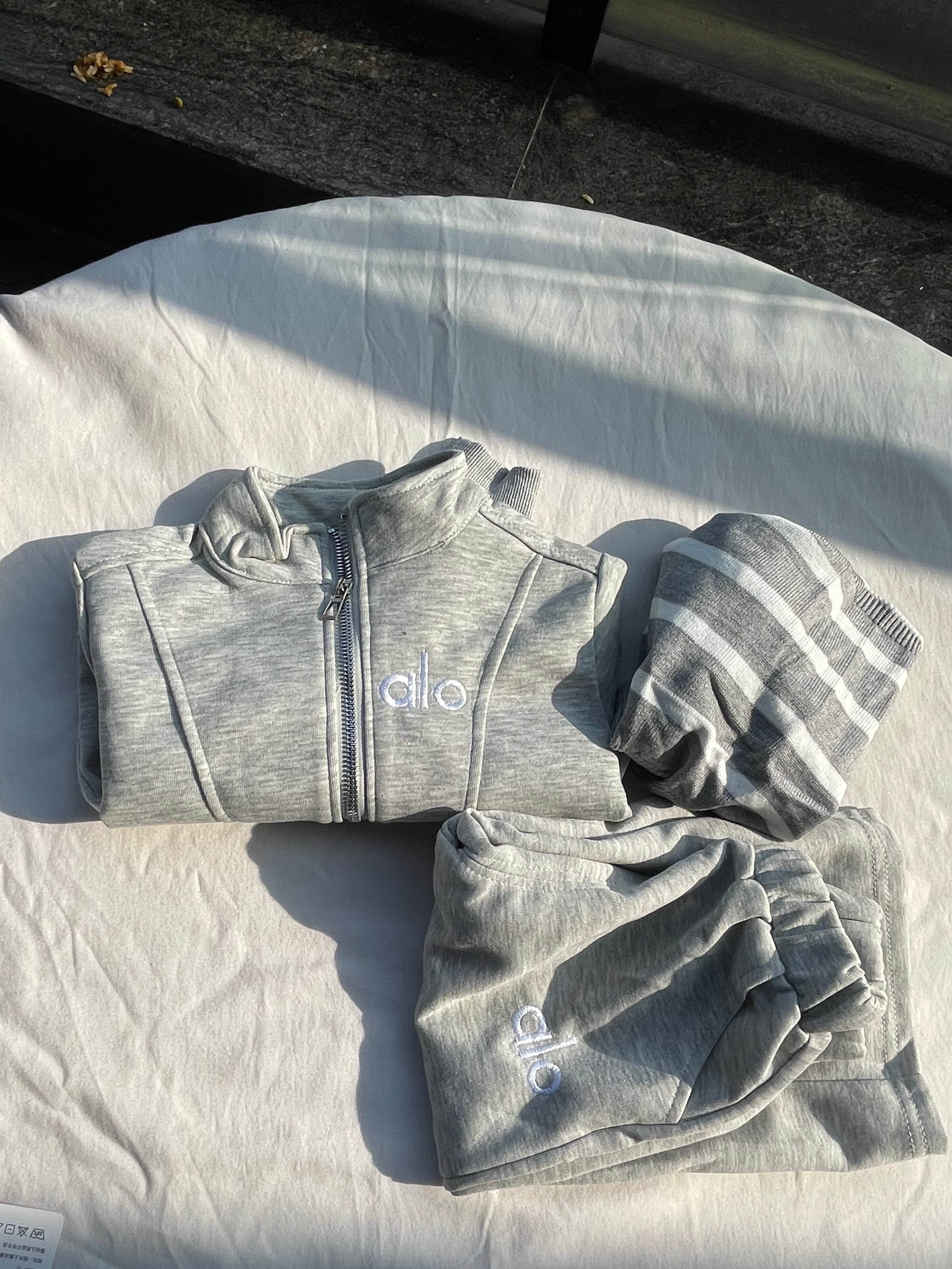 Unisex grey track set with scarf