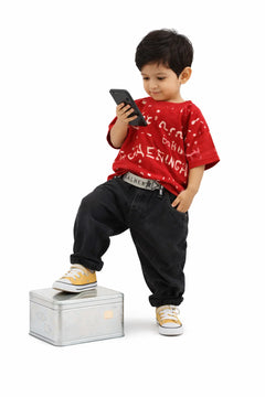 Kids casual outfit styled with street maroon t-shirt by Little Aangan