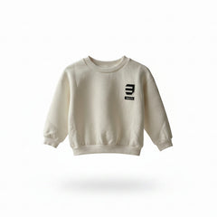 E logo beige sweatshirt for kids by Little Aangan