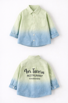 Double shaded green-blue shirt for kids by Little Aangan