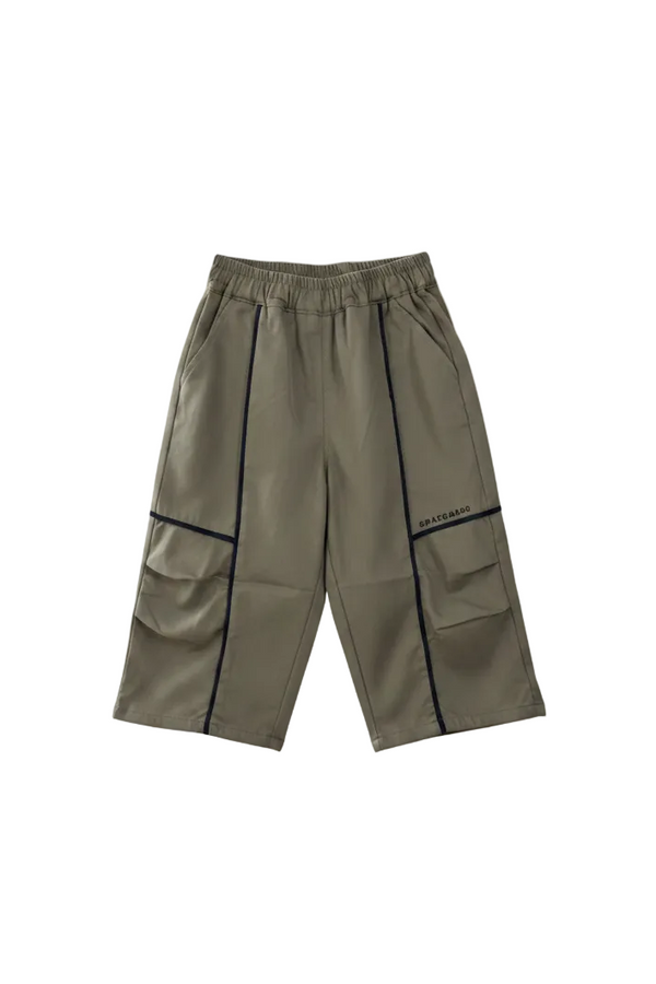 Green drop crotch pants for kids by Little Aangan