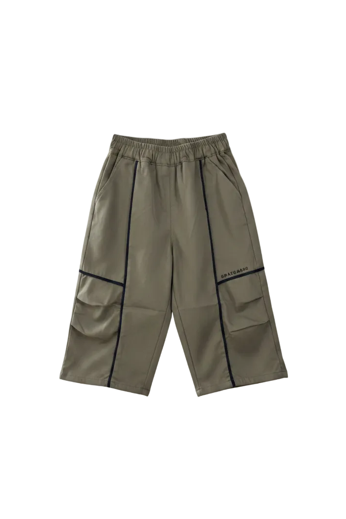 Green drop crotch pants for kids by Little Aangan