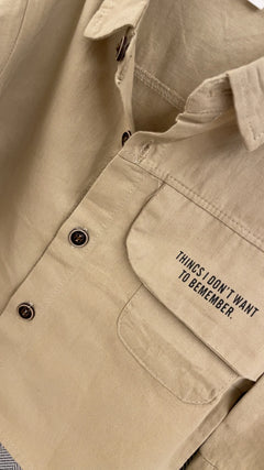 Kids casual outfit styled with Bemember beige shirt by Little Aangan