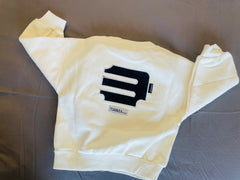 Kids casual outfit styled with E logo sweatshirt by Little Aangan