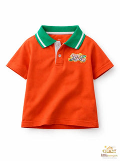 Orange polo t-shirt for kids by Little Aangan